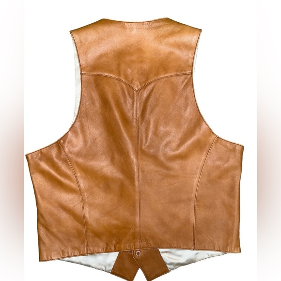 Vintage Continental Leather Fashions Mens Western Hippie Style Two Pocket Vest - Picture 5 of 15